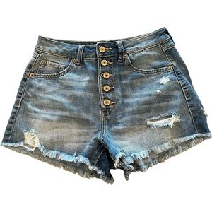 Peace Love Eco by Rewash Super High Rise Wedge Vintage Reunion Denim Shorts Sz 5